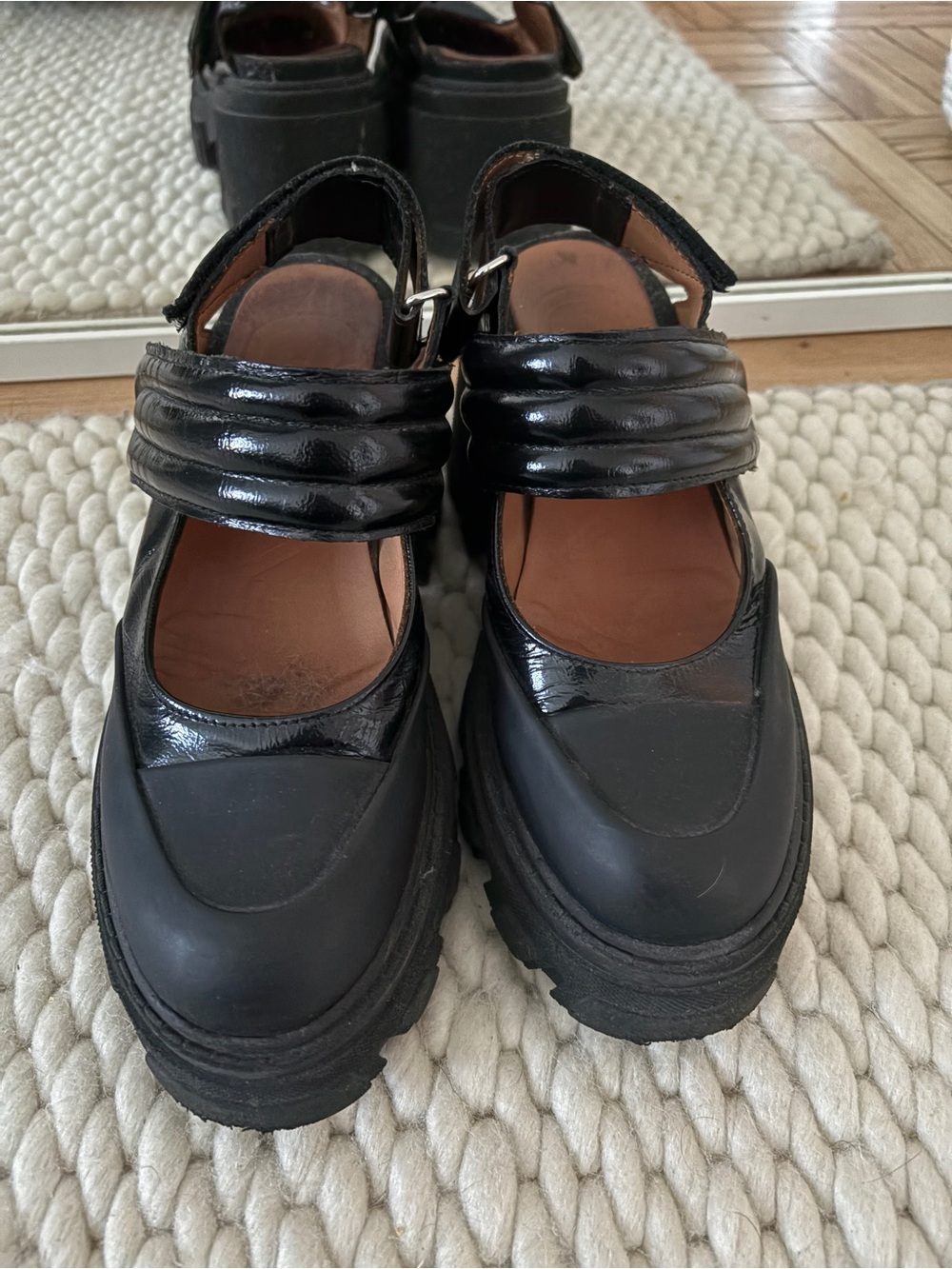 Ganni Black Mary Jane Platform Shoes